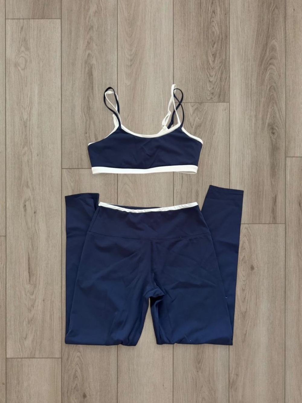 Navy High-Rise Leggings and Matching Sports Bra Set